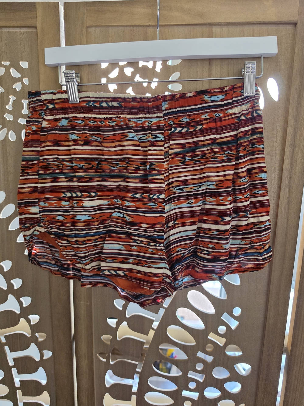 Blue Rain Orange Striped Elastic-Waist Lined Shorts